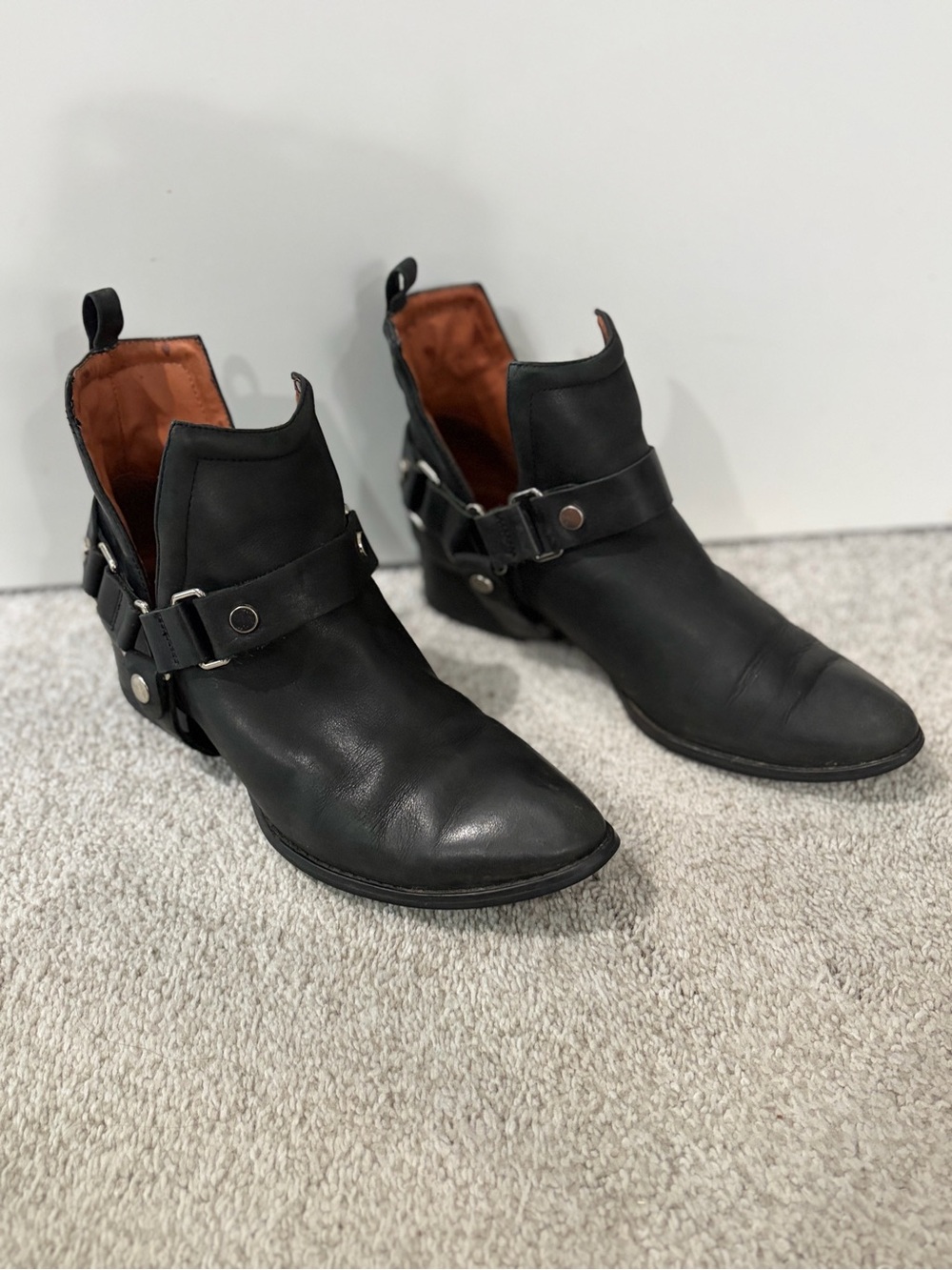 Jeffrey Campbell Leather Harness Chelsea Boots, Women’s Size 8 Biker Style Boot